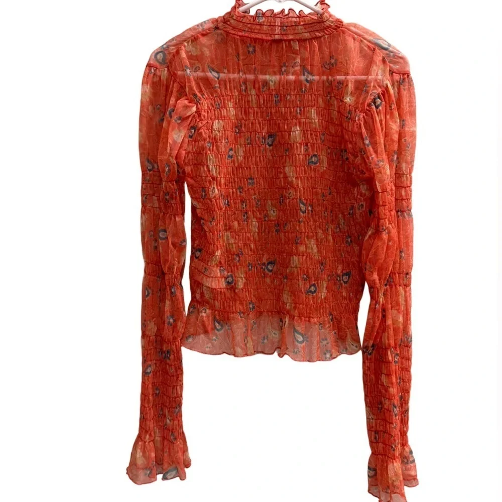 FREE PEOPLE Hello There Top Orange Size Medium